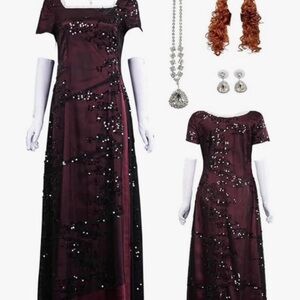 Titanic Rose Elegant Sequin Evening Gown Costume Set
